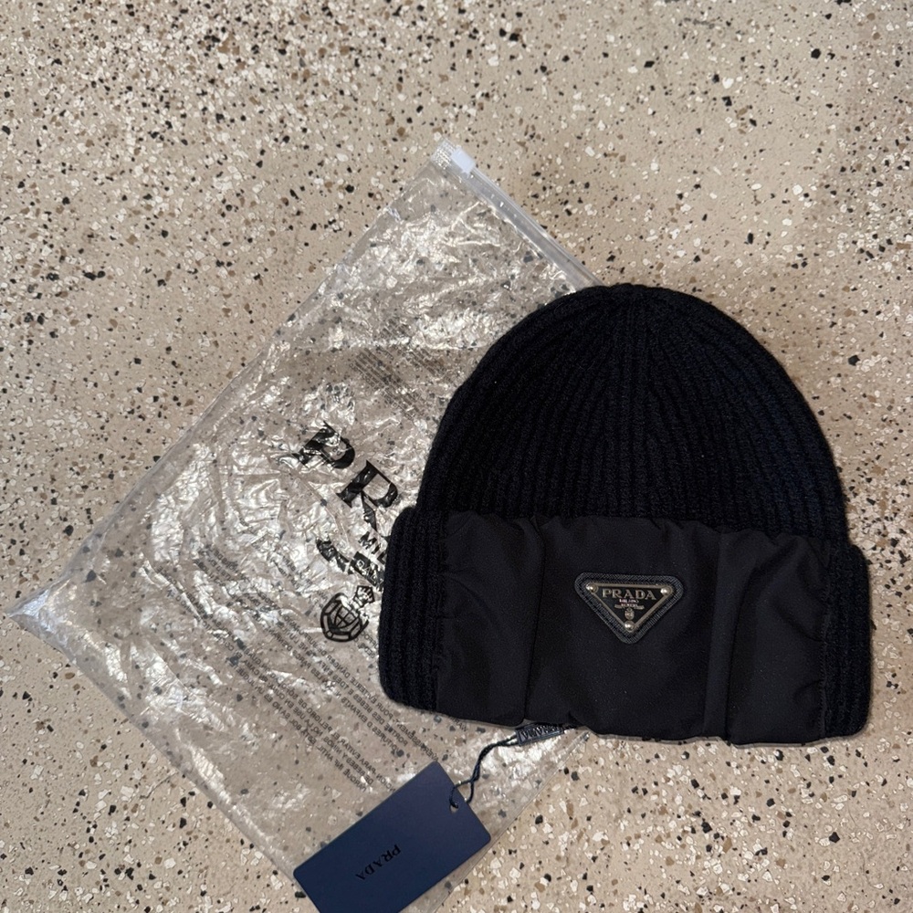 Prada Black Knit Beanie